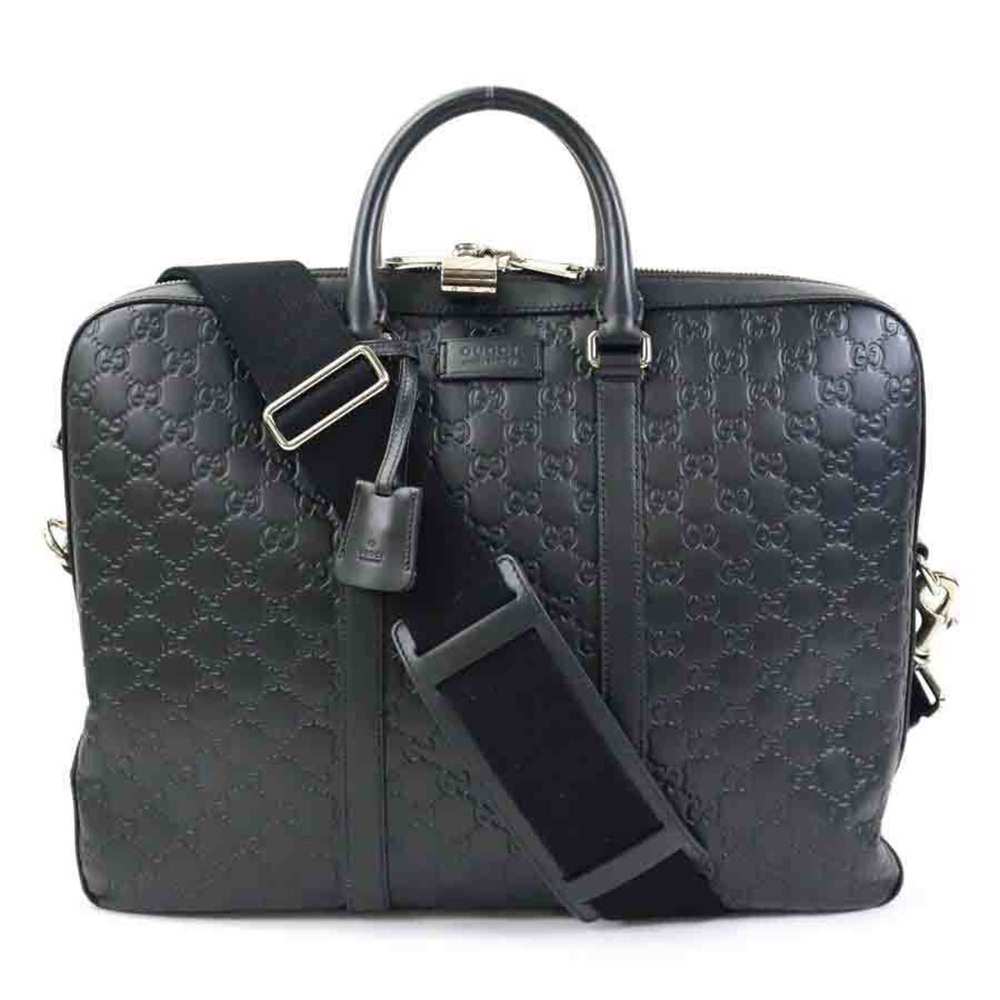 Gucci Embossed Black Leather Briefcase